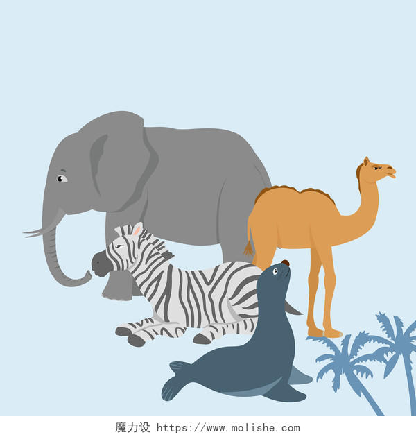 世界保护动物日动物插画海报素材